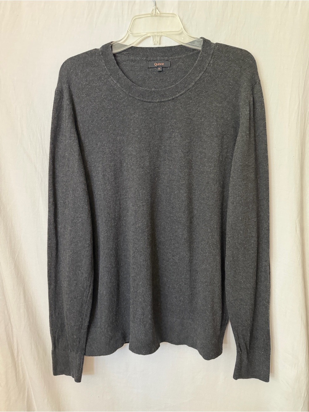 Quince Cashmere Cotton Crewneck Sweater Charcoal Gray XL